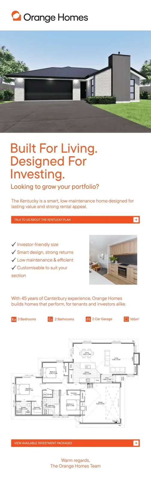 Orange Homes – Built For Living investor email