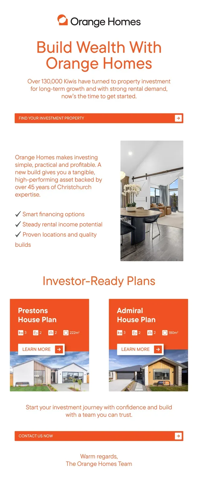 Orange Homes – Build Wealth email mockup